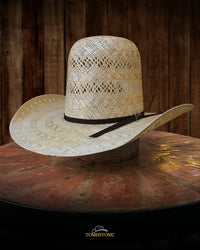 Tombstone Open Crown Sisol Vented Style Western Cowboy Shantung Straw Hat