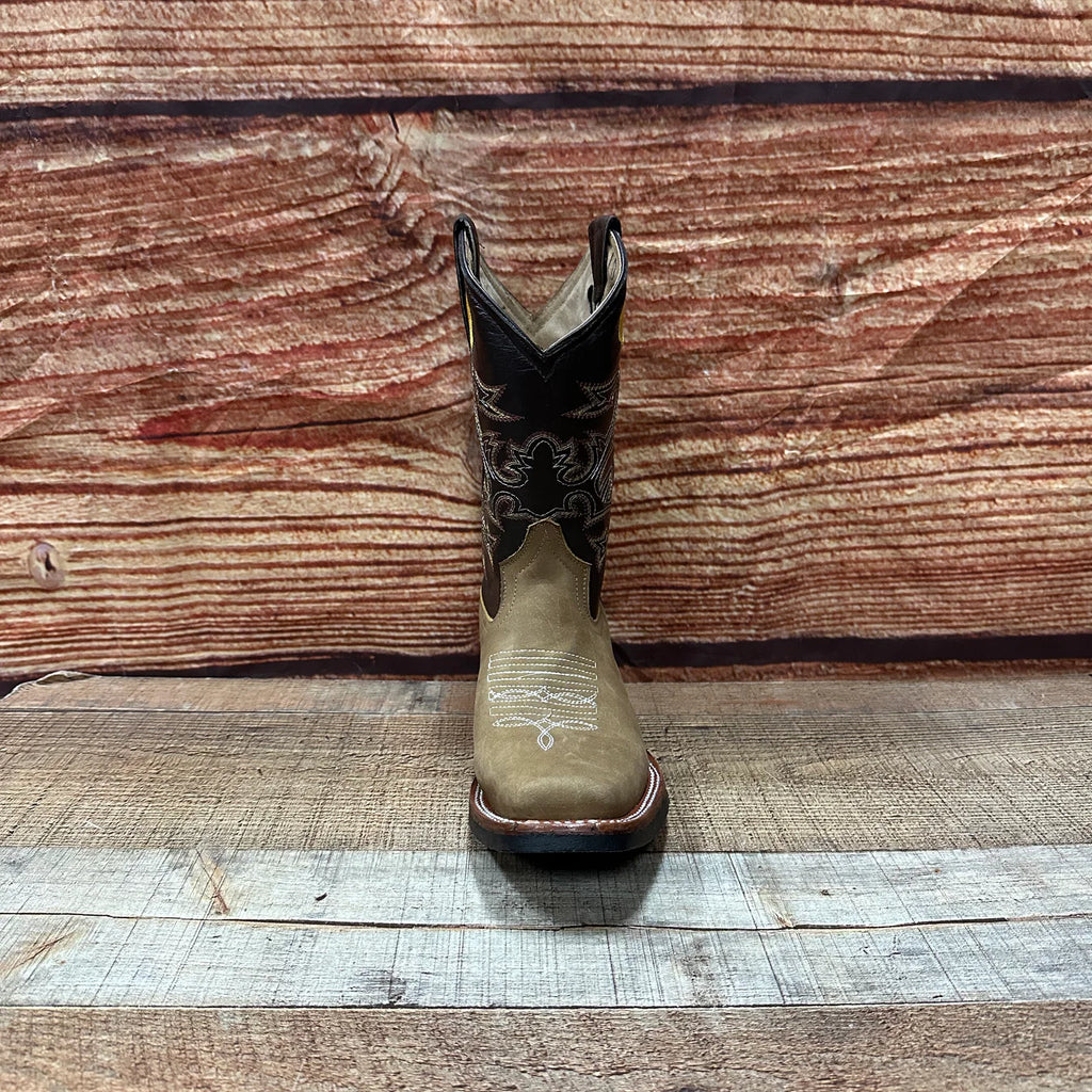 Men's Genuine Leather Western Cowboy Rodeo Square Toe Boot Est. 721 Brown