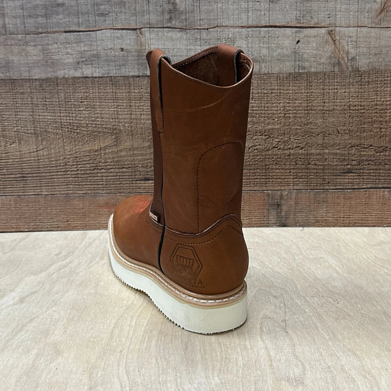 Men's Square Toe Workboot Genuine Leather Lightweight Sole Est. 915