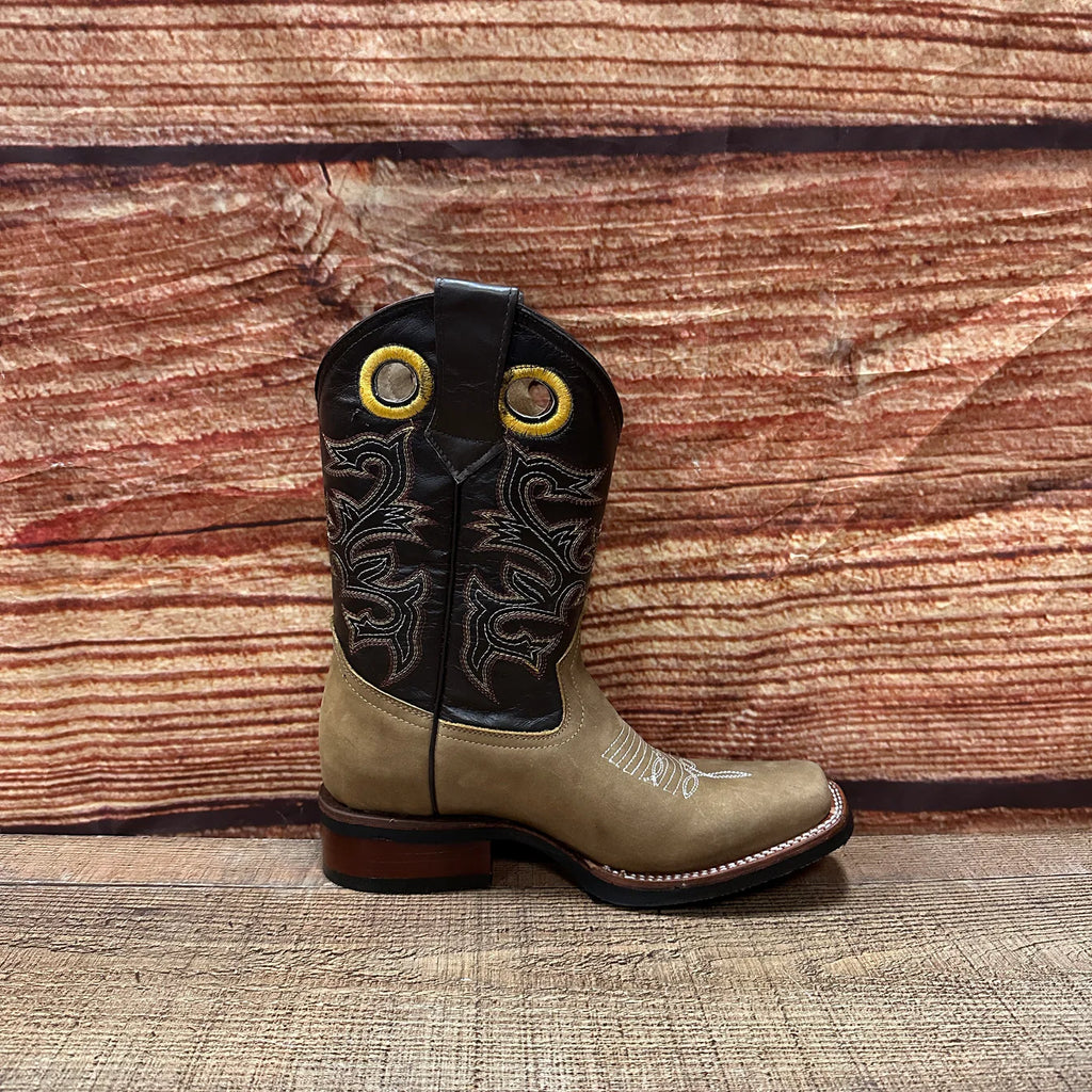 Men's Genuine Leather Western Cowboy Rodeo Square Toe Boot Est. 721 Brown