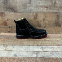 Men's Work Red/Blue Sole Zipper Handwoven Genuine Leather Oil/Water Resistant Est 334/444 Red