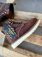 Patron Men’s Lace-Up Work Boots, Floater Leather with Wedge Sole, Moc Toe - Mahogany