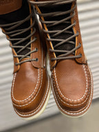 Patron Men’s Tall Lace-Up Work Boots, Leather with Wedge Sole, Moc Toe - Light Brown