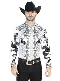 El General - Casual Long Sleeve Shirt - White Black 44066