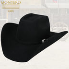 Texana Montero 100X 8 Segundos Brick Crown Style Western Cowboy Fur Felt Hat - Black