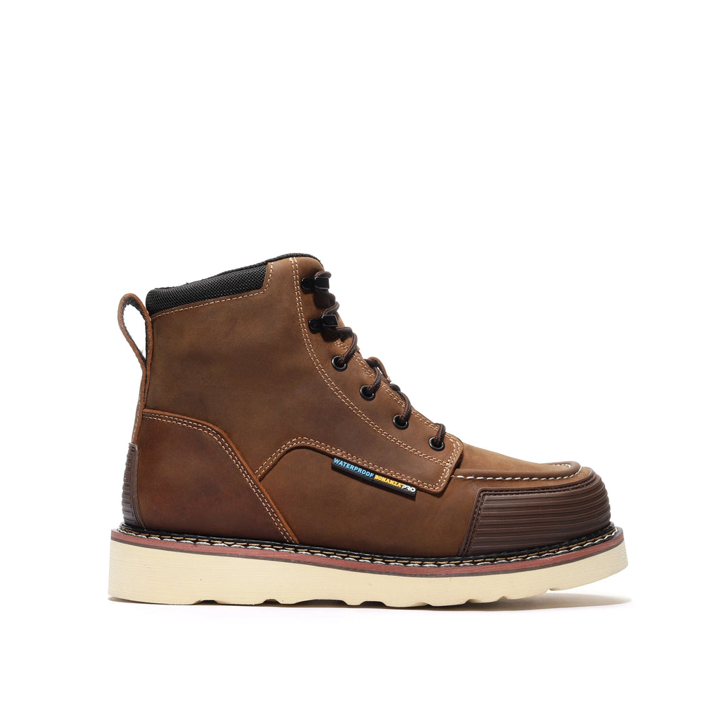 Bonanza FRONTIER PRO WEDGE 6" Moc Toe Waterproof Work Boots - Brown