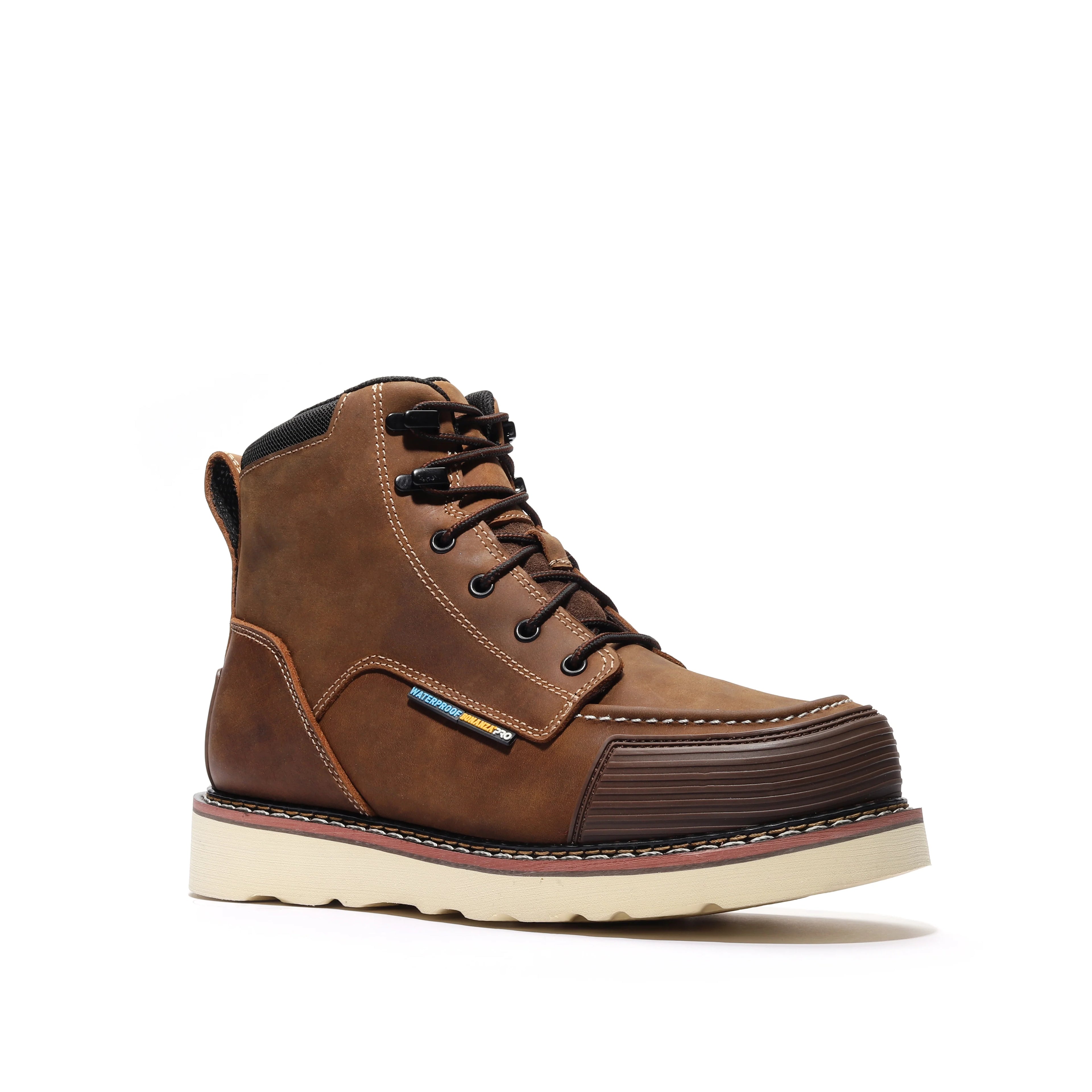 Bonanza FRONTIER PRO WEDGE 6" Moc Toe Waterproof Work Boots - Brown