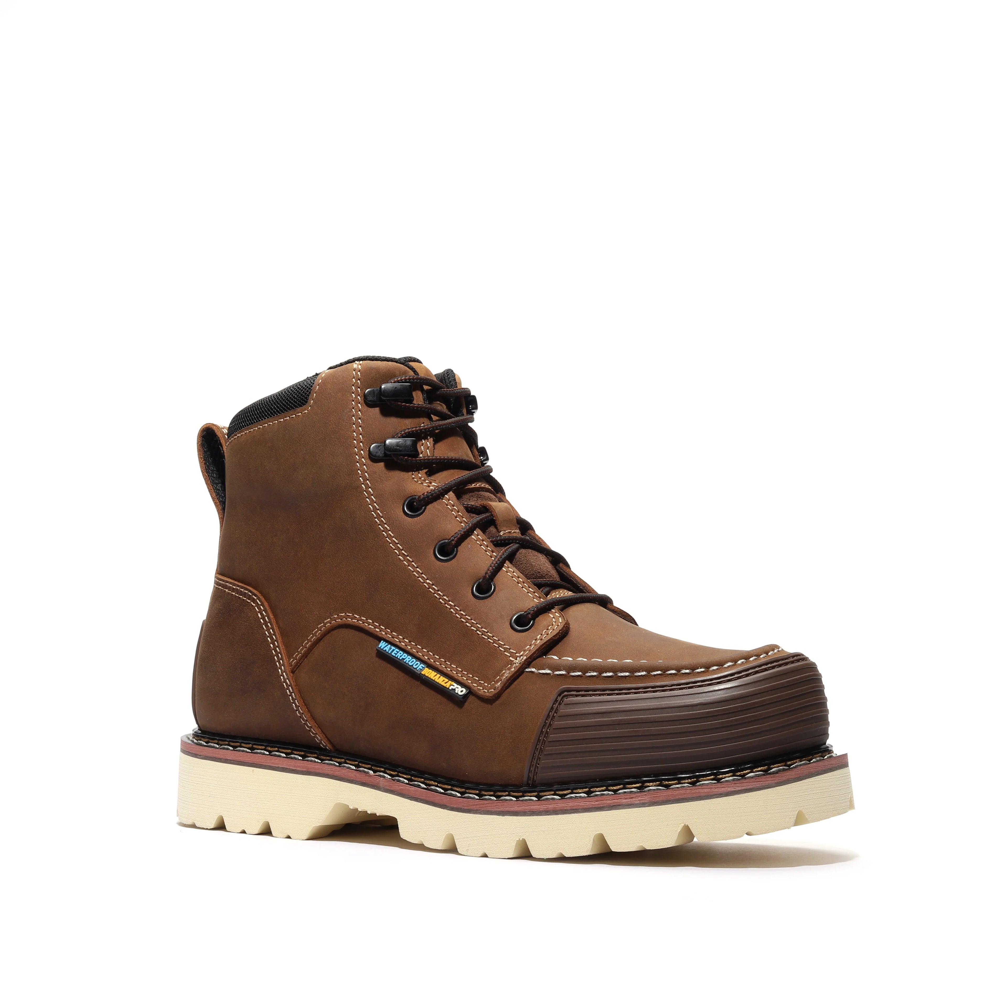 Bonanza Genuine Leather FRONTIER PRO 6" Moc Toe Waterproof Work Boots - Brown
