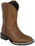 Silverton Kid's Patriot All Leather Wide Square Toe Boots-Tobacco