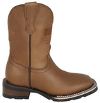 Silverton Kid's Patriot All Leather Wide Square Toe Boots-Tobacco