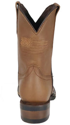 Silverton Kid's Patriot All Leather Wide Square Toe Boots-Tobacco