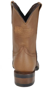 Silverton Kid's Patriot All Leather Wide Square Toe Boots-Tobacco