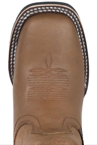Silverton Kid's Patriot All Leather Wide Square Toe Boots-Tobacco