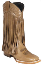 Women´s Silverton Chloe Fringe All Leather Wide Square Toe Boots-Beige