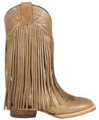 Women´s Silverton Chloe Fringe All Leather Wide Square Toe Boots-Beige