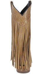 Women´s Silverton Chloe Fringe All Leather Wide Square Toe Boots-Beige