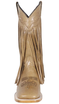 Women´s Silverton Chloe Fringe All Leather Wide Square Toe Boots-Beige