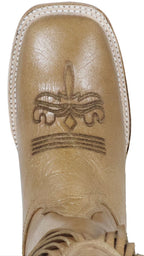Women´s Silverton Chloe Fringe All Leather Wide Square Toe Boots-Beige