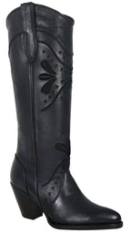 Women´s Silverton Nora All Leather Snip Toe Knee High Boots-Black