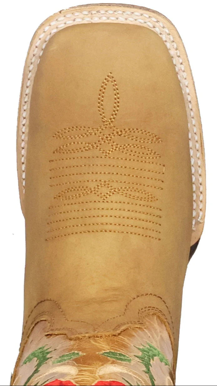 Women´s Silverton Rose All Leather Wide Square Toe Boots-Honey