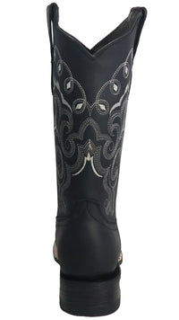 Women´s Silverton Sara All Leather Wide Square Toe Boots-Black
