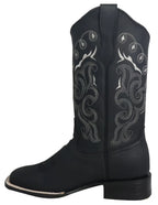Women´s Silverton Sara All Leather Wide Square Toe Boots-Black