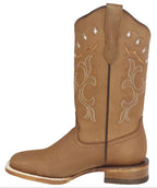 Women´s Silverton Sara All Leather Wide Square Toe Boots-Tobacco