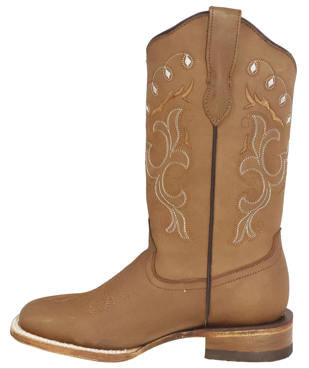 Women´s Silverton Sara All Leather Wide Square Toe Boots-Tobacco