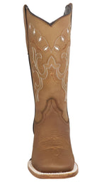 Women´s Silverton Sara All Leather Wide Square Toe Boots-Tobacco