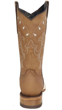 Women´s Silverton Sara All Leather Wide Square Toe Boots-Tobacco