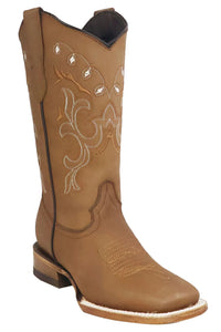Women´s Silverton Sara All Leather Wide Square Toe Boots-Tobacco