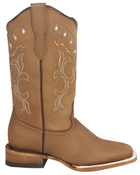 Women´s Silverton Sara All Leather Wide Square Toe Boots-Tobacco