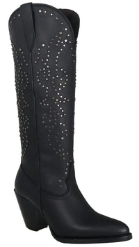 Women´s Silverton Taylor All Leather Snip Toe Knee High Boots-Black