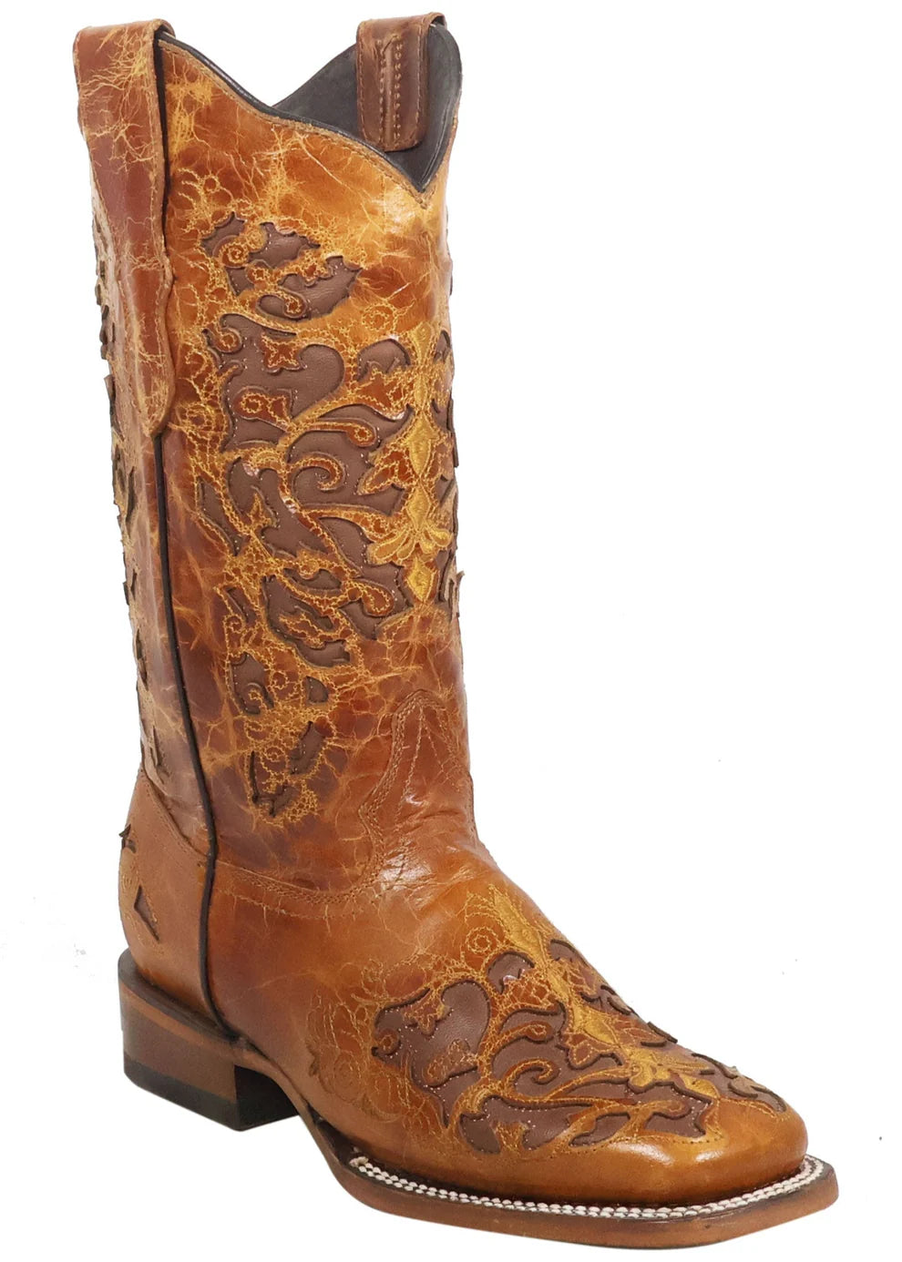 Women´s Silverton Grace All Leather Wide Square Toe Boots-Cognac