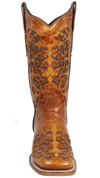 Women´s Silverton Grace All Leather Wide Square Toe Boots-Cognac