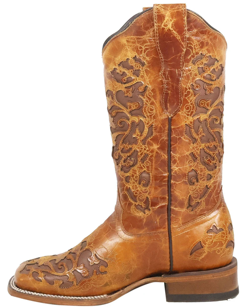 Women´s Silverton Grace All Leather Wide Square Toe Boots-Cognac