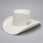 Cuernos Chuecos 10X Vakera Grizzly Style Brick Crown Fur Felt Cowboy Hat - Winter White