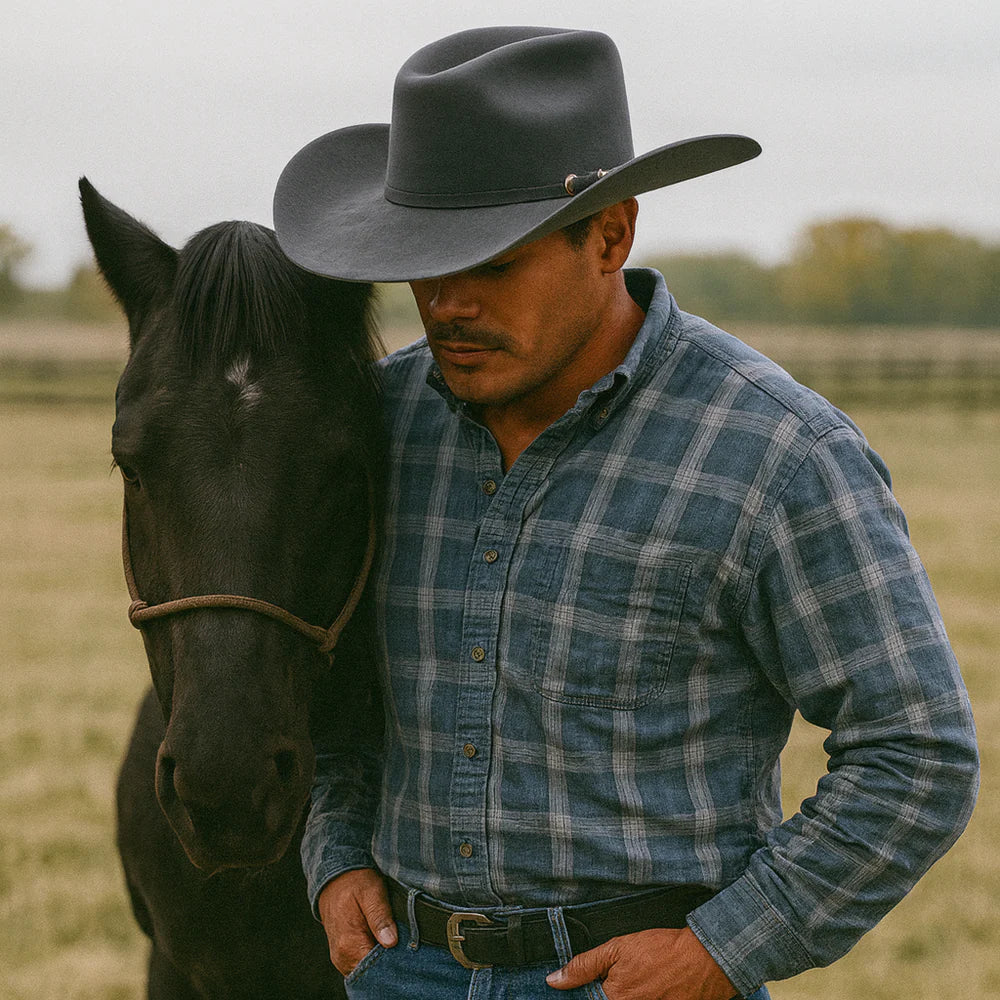 Men’s Rodeo Cartie JB 50X Texas Style Texana Cowboy Felt Hat - Granite