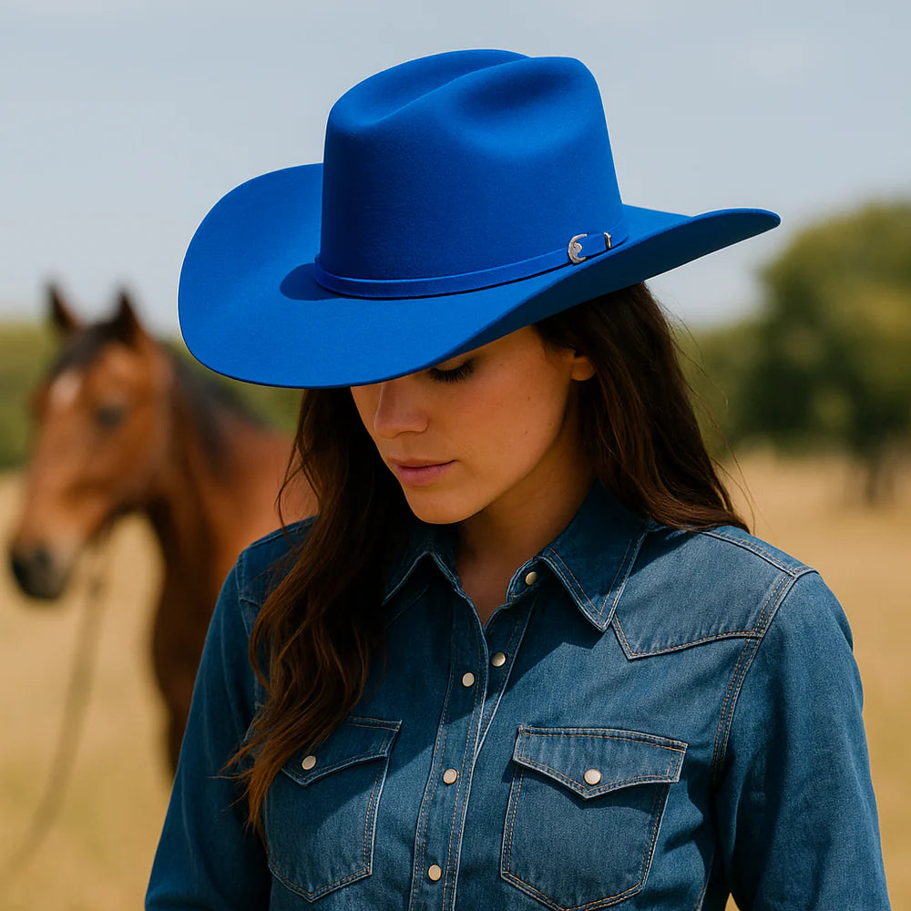 Men’s Rodeo Cartie JB 50X Texas Style Texana Cowboy Felt Hat - Blue