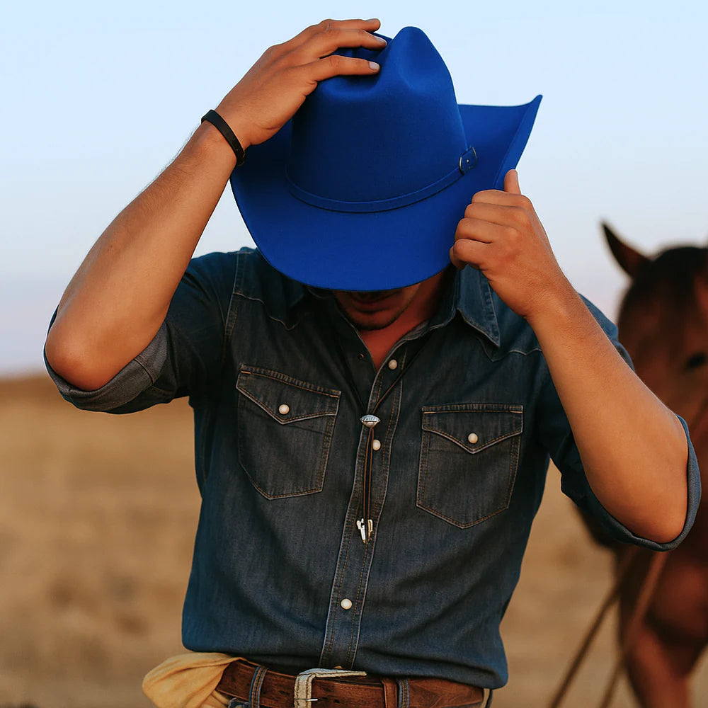 Men’s Rodeo Cartie JB 50X Texas Style Texana Cowboy Felt Hat - Blue