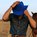 Men’s Rodeo Cartie JB 50X Texas Style Texana Cowboy Felt Hat - Blue