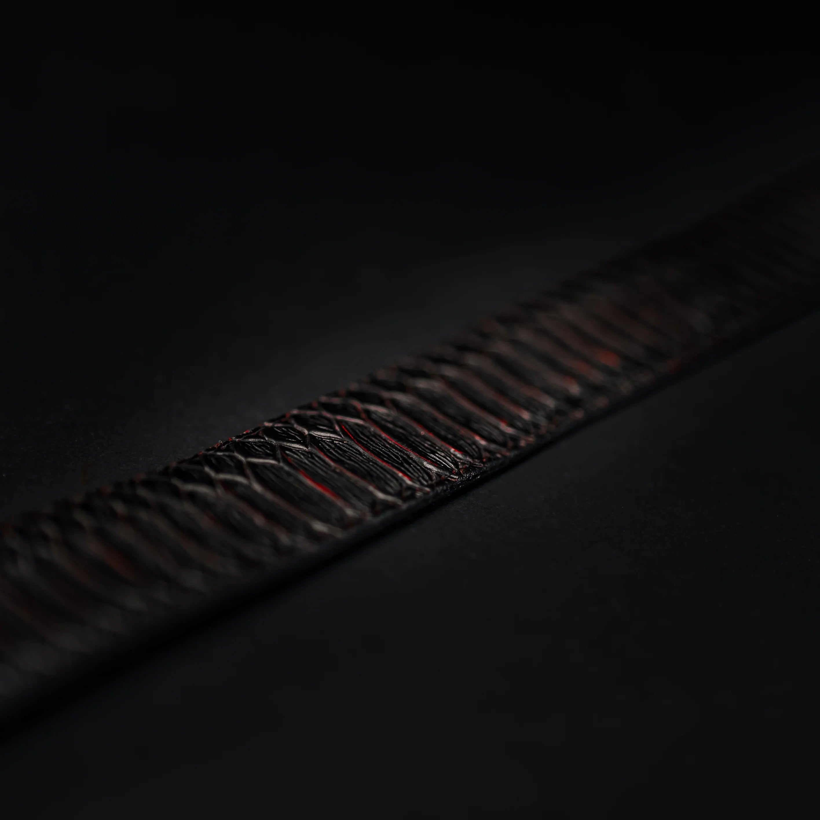 Python Snakeskin Print Western Belt with Removable Buckle - Black Cherry