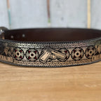 Laser Cut Leather Chalino Western Belt with Removable Buckle - Silver