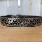 Laser Cut Leather Chalino Western Belt with Removable Buckle - Silver
