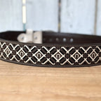 Laser Cut Leather Horseshoe Western Belt with Removable Buckle - Brown