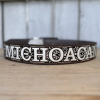 Laser Cut Leather Michoacan Western Belt with Removable Buckle - Brown