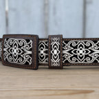 Laser Cut Leather Michoacan Western Belt with Removable Buckle - Brown