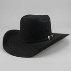 Cuernos Chuecos 10X Vakera Grizzly Style Brick Crown Fur Felt Cowboy Hat - Black
