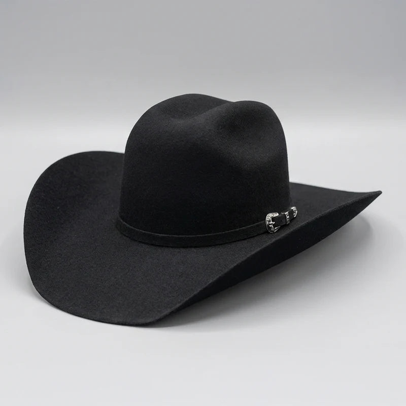 Texana Cuernos Chuecos 6X Oscar Style Western Cowboy Fur Felt Hat - Black