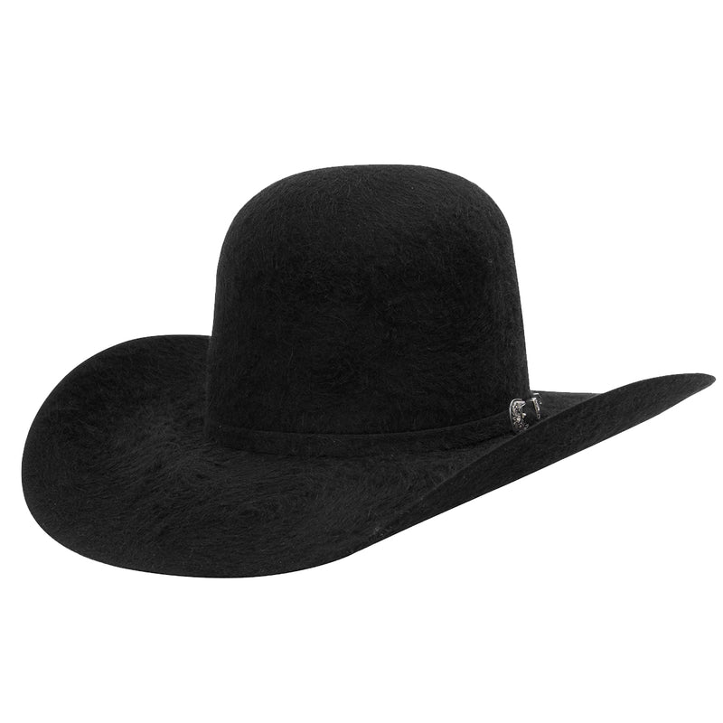 Texana Cuernos Chuecos 30X Open Crown Style Rabbit Fur Felt Cowboy Hat - Black